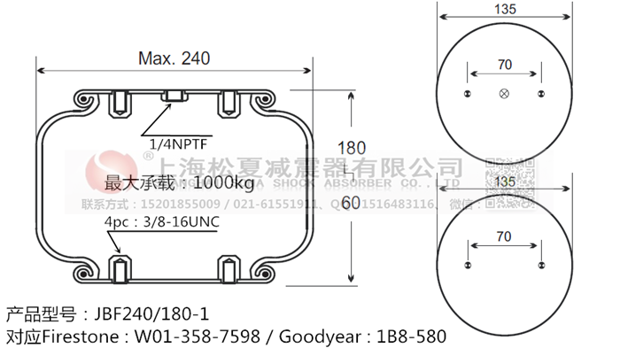 JBF240-180-1橡膠<a href='http://www.fhahmctj.cn/' target='_blank'><u>空氣彈簧</u></a>