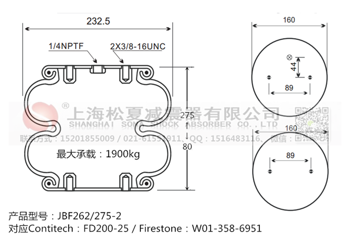 JBF262/275-2橡膠<a href='http://www.fhahmctj.cn/' target='_blank'><u>空氣彈簧</u></a>